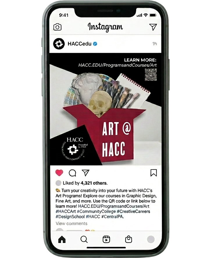 Art at HACC social media mockup