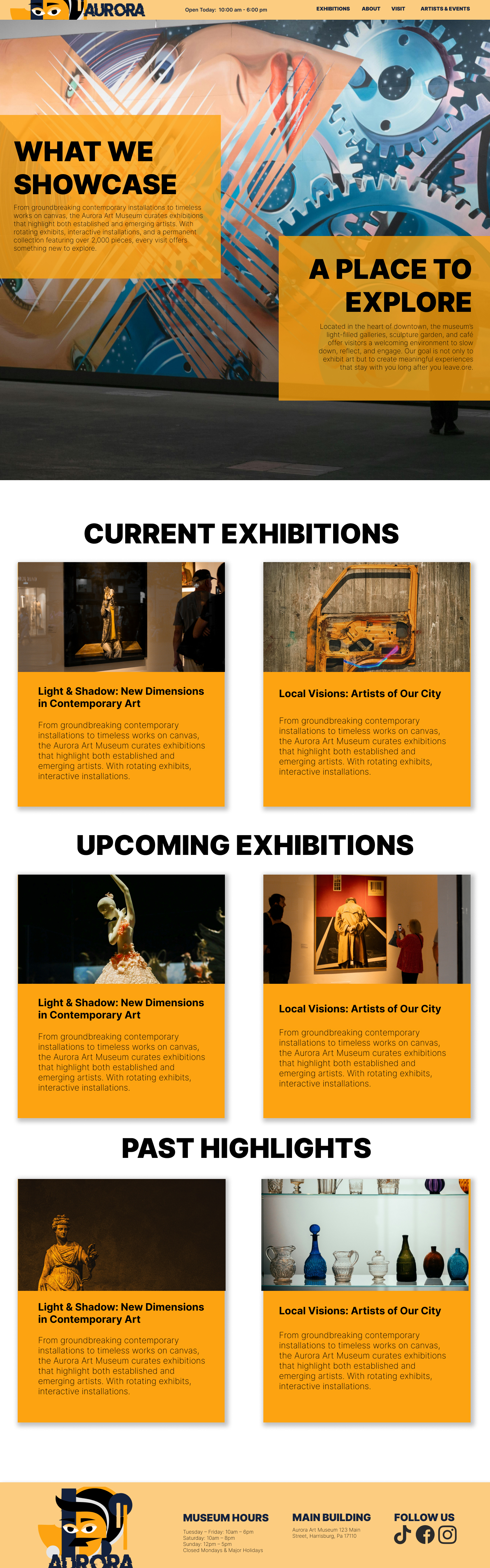 Aurora Art Museum exhibitions page design