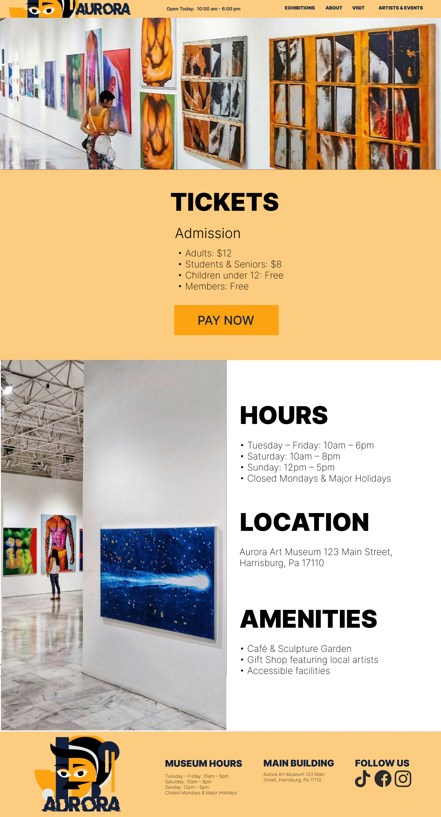 Aurora Art Museum visit page design