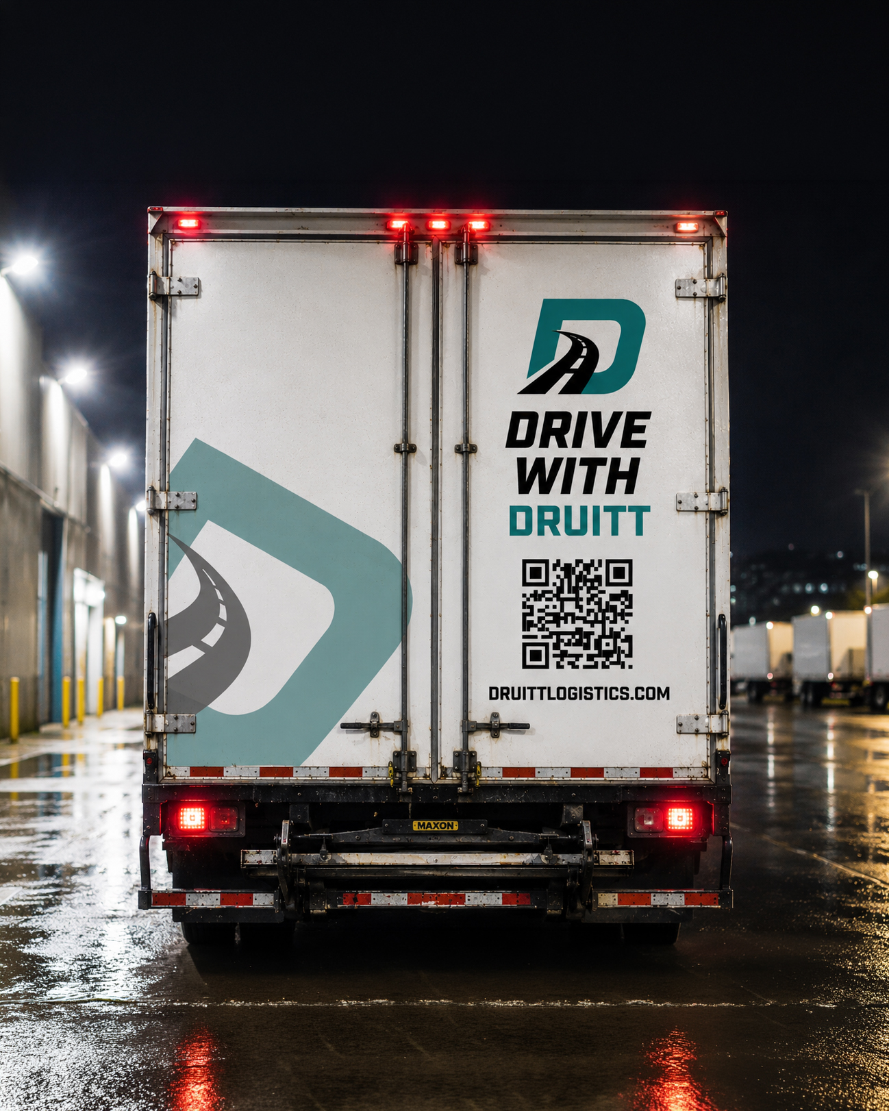 Druitt Logistics rear truck recruitment graphic