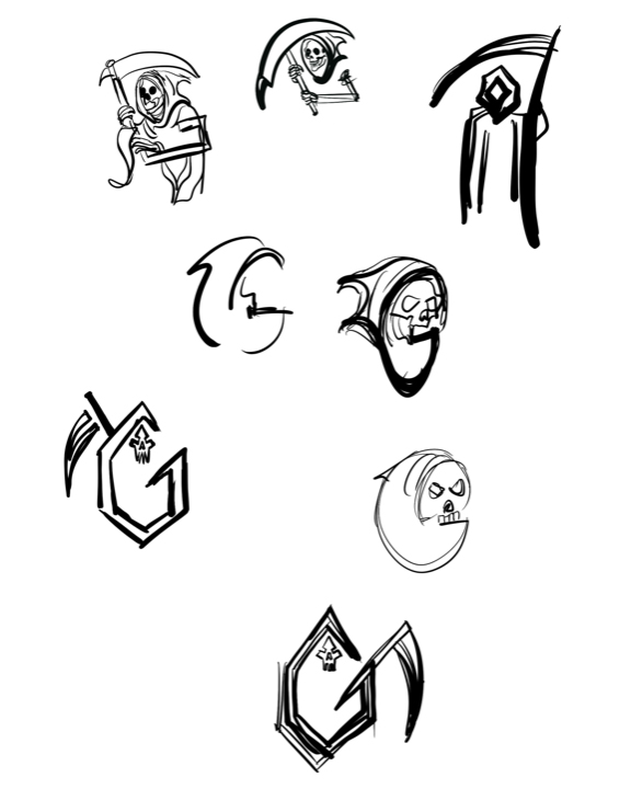 GRIMM Skate logo sketches