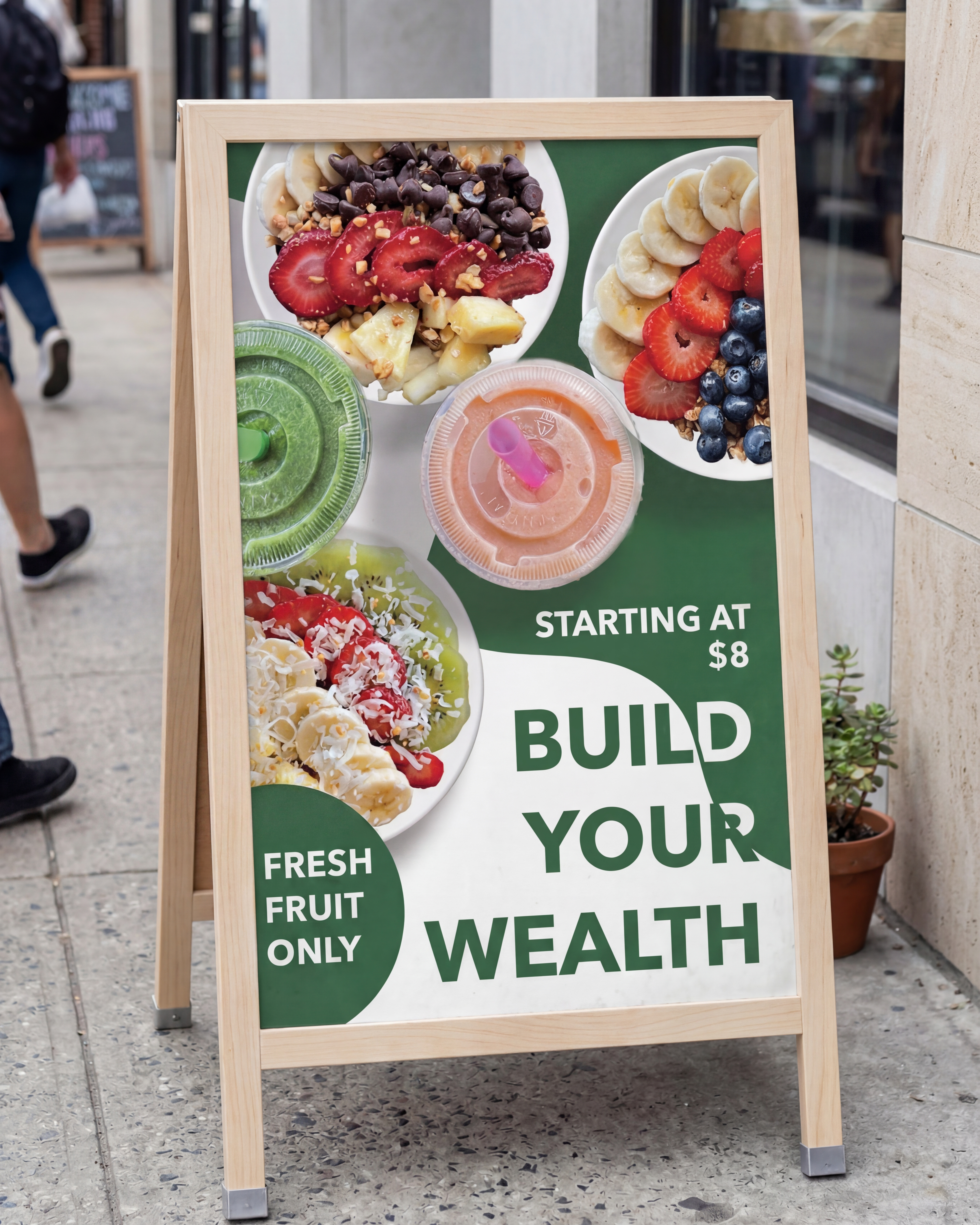 Midtown Juicelab sidewalk sign mockup